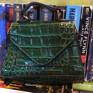 Green Crocodile-Embossed Women's Bag